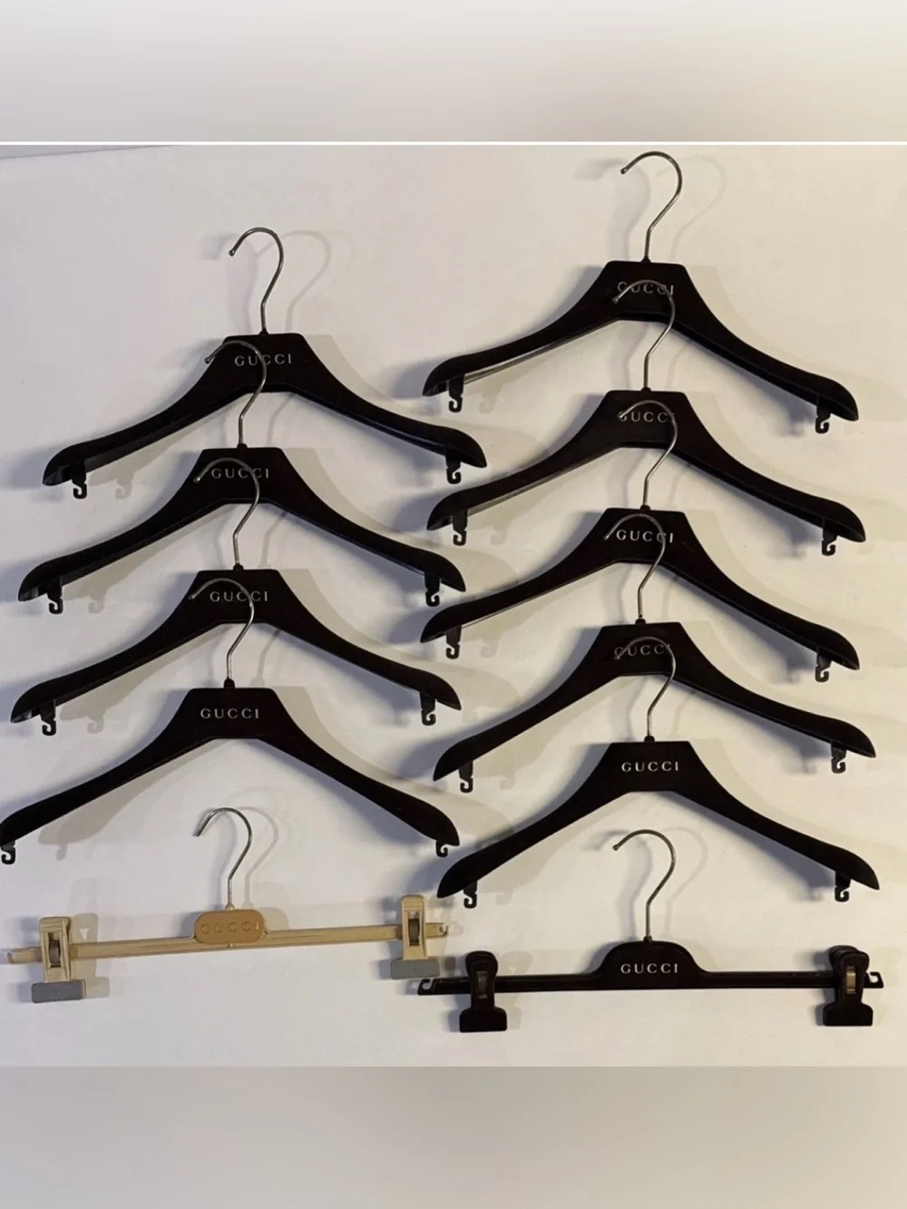 *Lot of 11 Gucci Brown Velvet Hangers 14.5 in